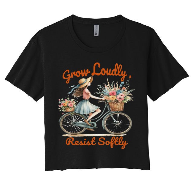 Floral Bike Subtle 8647 Trump Resist ,boho Vintage Crop Top