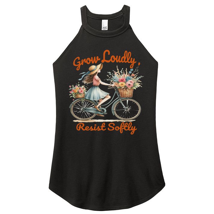 Floral Bike Subtle 8647 Trump Resist ,boho Vintage Women's Perfect Tri Rocker Tank