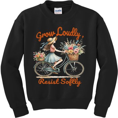 Floral Bike Subtle 8647 Trump Resist ,boho Vintage Kids Sweatshirt