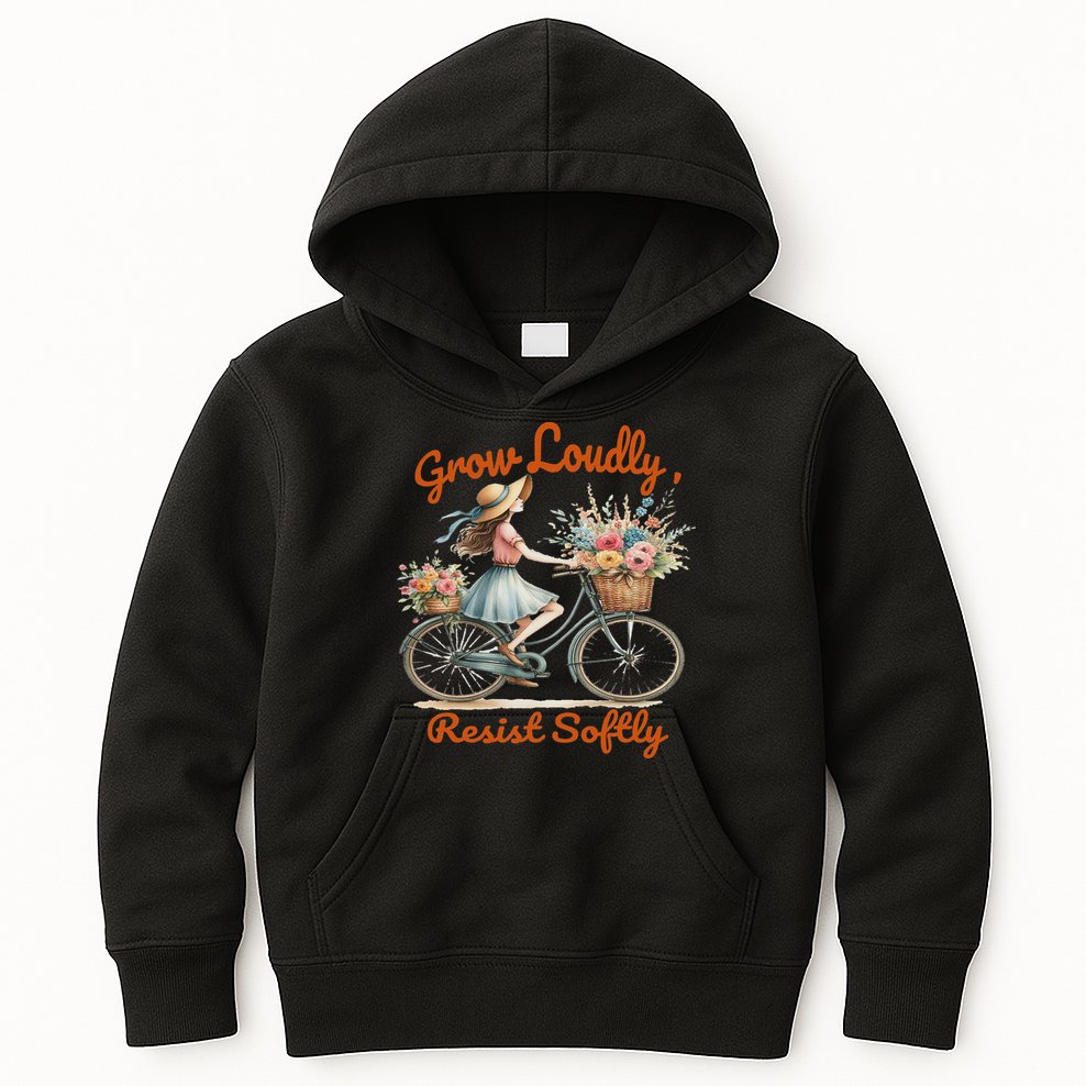 Floral Bike Subtle 8647 Trump Resist ,boho Vintage Kids Hoodie