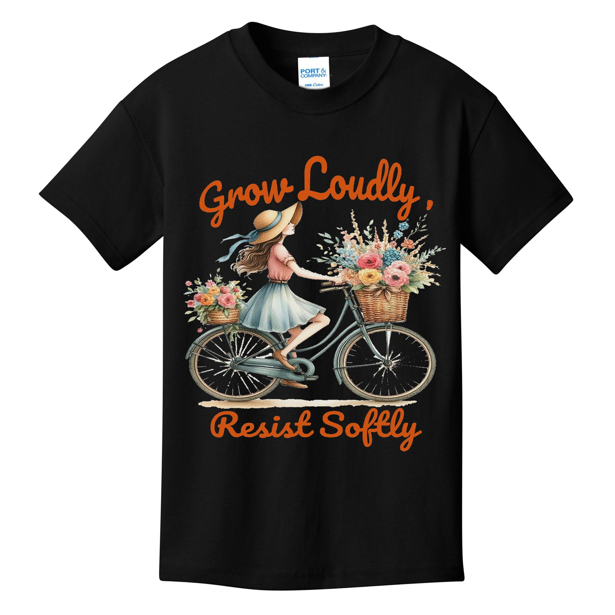 Floral Bike Subtle 8647 Trump Resist ,boho Vintage Kids T-Shirt
