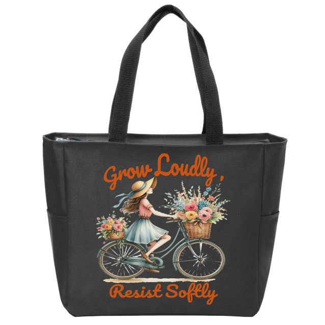 Floral Bike Subtle 8647 Trump Resist ,boho Vintage Zip Tote Bag