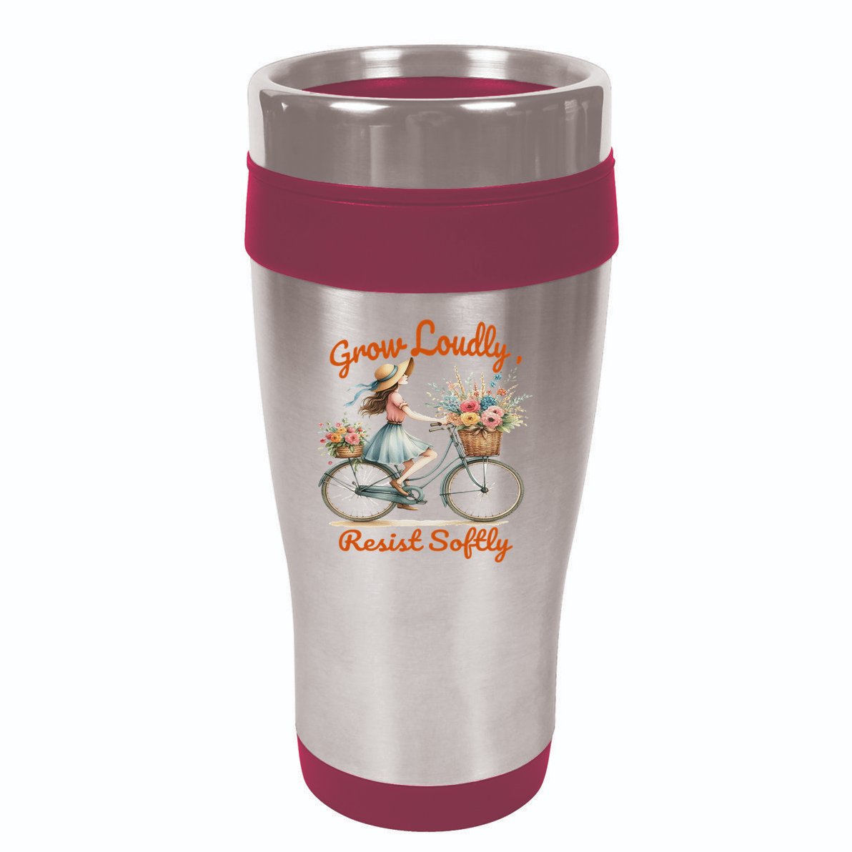 Floral Bike Subtle 8647 Trump Resist ,boho Vintage 16oz Travel Tumbler