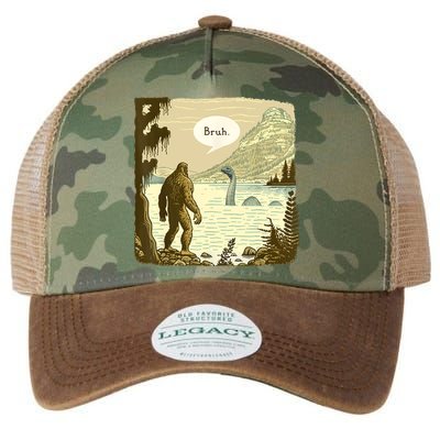 Funny Bigfoot Sasquatch Loch Ness Monster Introvert Bruh Legacy Tie Dye Trucker Hat