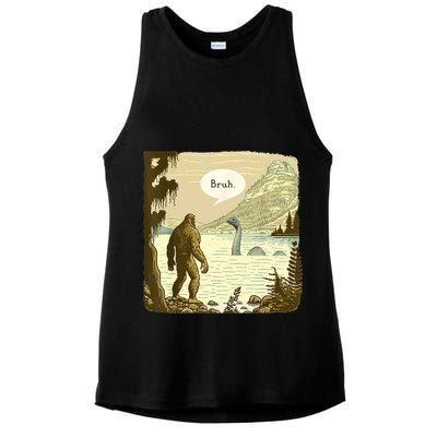 Funny Bigfoot Sasquatch Loch Ness Monster Introvert Bruh Ladies PosiCharge Tri-Blend Wicking Tank
