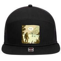 Funny Bigfoot Sasquatch Loch Ness Monster Introvert Bruh 7 Panel Mesh Trucker Snapback Hat