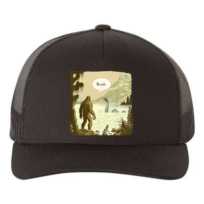 Funny Bigfoot Sasquatch Loch Ness Monster Introvert Bruh Yupoong Adult 5-Panel Trucker Hat