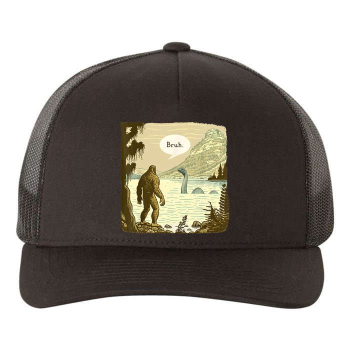 Funny Bigfoot Sasquatch Loch Ness Monster Introvert Bruh Yupoong Adult 5-Panel Trucker Hat
