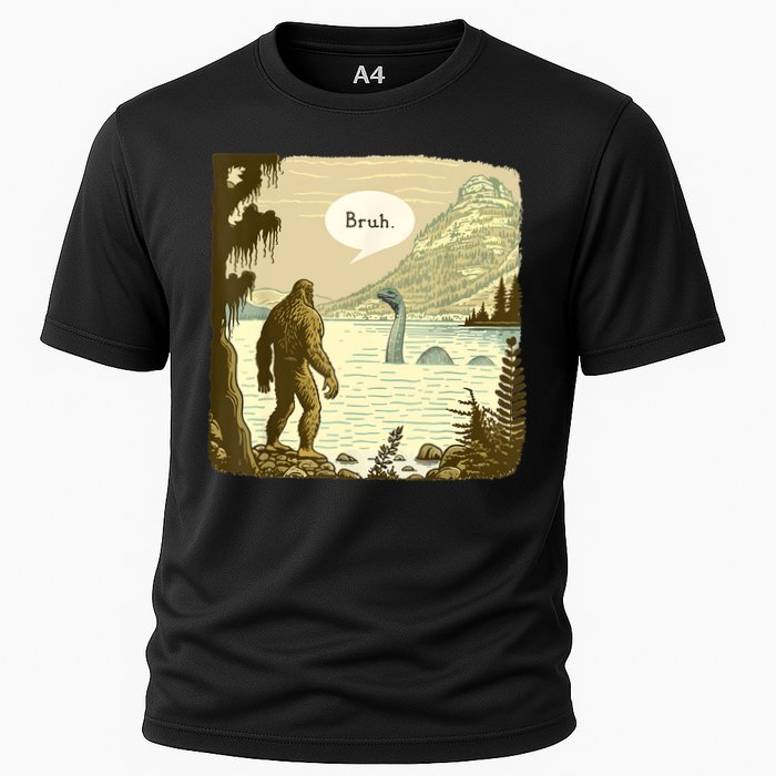 Funny Bigfoot Sasquatch Loch Ness Monster Introvert Bruh Performance Shirt