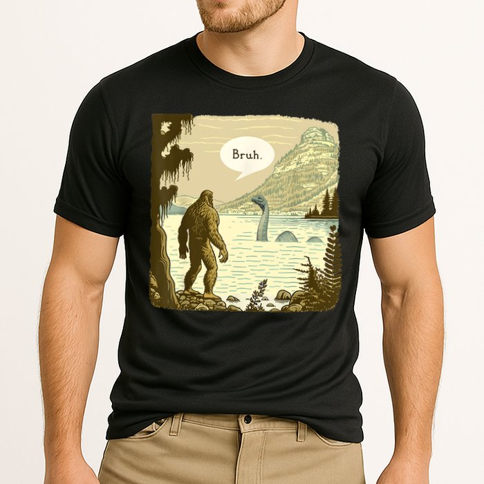 Funny Bigfoot Sasquatch Loch Ness Monster Introvert Bruh Performance Shirt