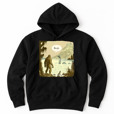 Funny Bigfoot Sasquatch Loch Ness Monster Introvert Bruh Hoodie