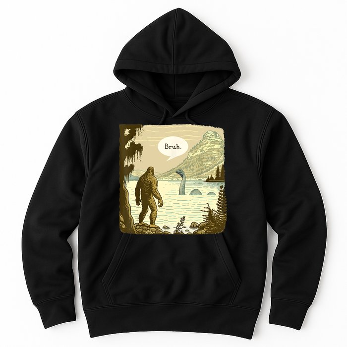 Funny Bigfoot Sasquatch Loch Ness Monster Introvert Bruh Hoodie
