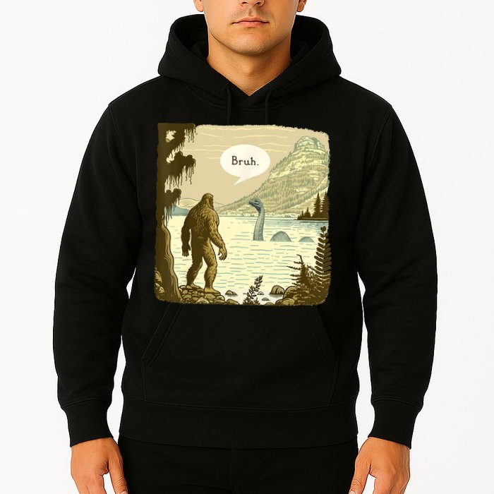 Funny Bigfoot Sasquatch Loch Ness Monster Introvert Bruh Hoodie