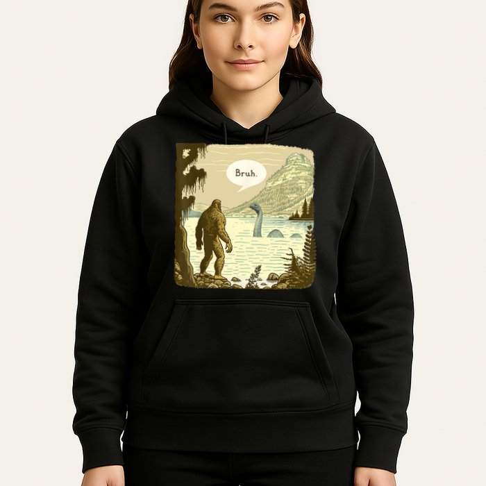 Funny Bigfoot Sasquatch Loch Ness Monster Introvert Bruh Hoodie