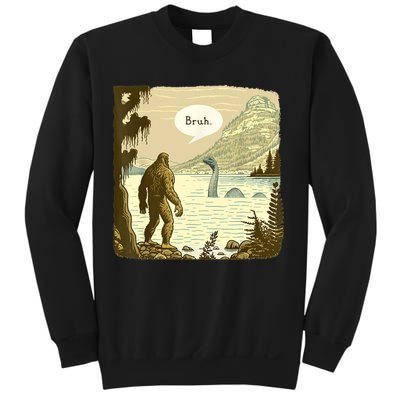 Funny Bigfoot Sasquatch Loch Ness Monster Introvert Bruh Sweatshirt