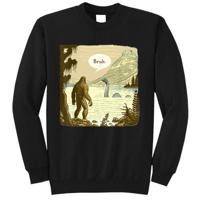 Funny Bigfoot Sasquatch Loch Ness Monster Introvert Bruh Sweatshirt