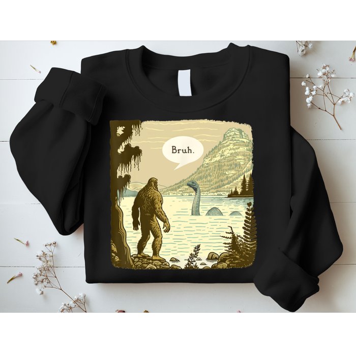 Funny Bigfoot Sasquatch Loch Ness Monster Introvert Bruh Sweatshirt