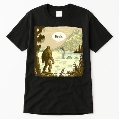 Funny Bigfoot Sasquatch Loch Ness Monster Introvert Bruh Tall T-Shirt