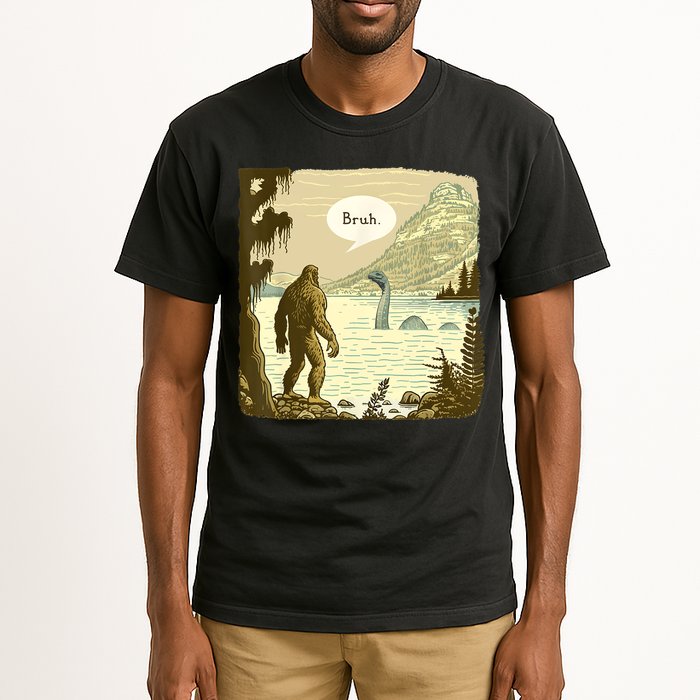 Funny Bigfoot Sasquatch Loch Ness Monster Introvert Bruh Tall T-Shirt