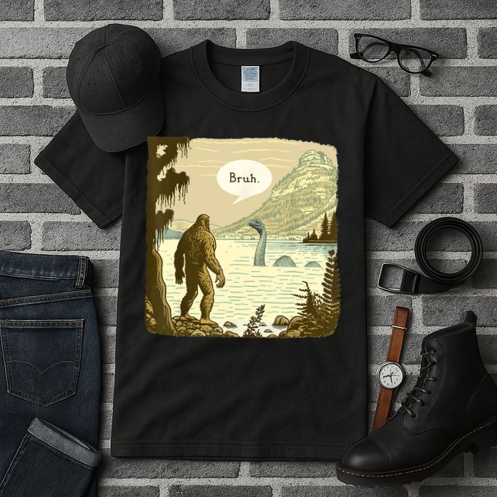 Funny Bigfoot Sasquatch Loch Ness Monster Introvert Bruh Tall T-Shirt