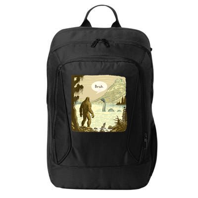 Funny Bigfoot Sasquatch Loch Ness Monster Introvert Bruh City Backpack