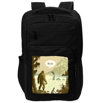 Funny Bigfoot Sasquatch Loch Ness Monster Introvert Bruh Impact Tech Backpack