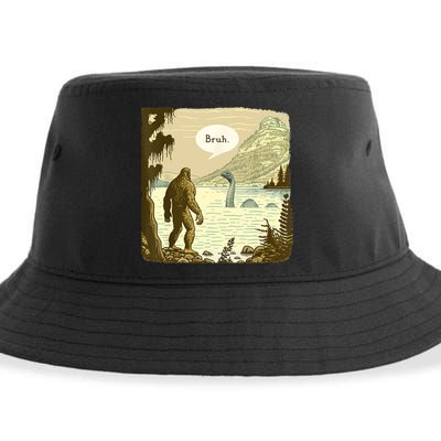 Funny Bigfoot Sasquatch Loch Ness Monster Introvert Bruh Sustainable Bucket Hat