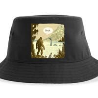 Funny Bigfoot Sasquatch Loch Ness Monster Introvert Bruh Sustainable Bucket Hat