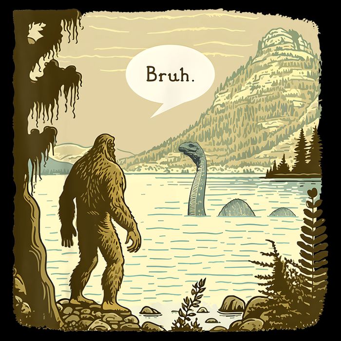 Funny Bigfoot Sasquatch Loch Ness Monster Introvert Bruh Sustainable Bucket Hat