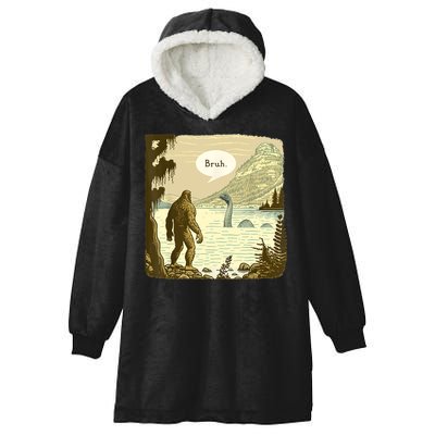 Funny Bigfoot Sasquatch Loch Ness Monster Introvert Bruh Hooded Wearable Blanket