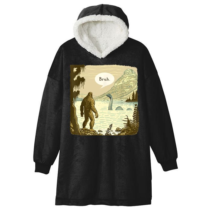 Funny Bigfoot Sasquatch Loch Ness Monster Introvert Bruh Hooded Wearable Blanket