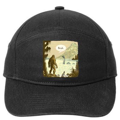 Funny Bigfoot Sasquatch Loch Ness Monster Introvert Bruh 7-Panel Snapback Hat