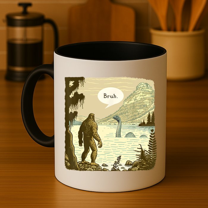 Funny Bigfoot Sasquatch Loch Ness Monster Introvert Bruh Mug