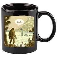 Funny Bigfoot Sasquatch Loch Ness Monster Introvert Bruh 11oz C Handle Ceramic Mug