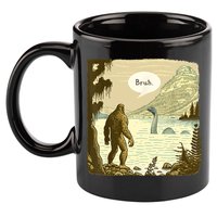 Funny Bigfoot Sasquatch Loch Ness Monster Introvert Bruh 11oz C Handle Ceramic Mug