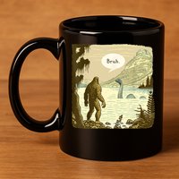 Funny Bigfoot Sasquatch Loch Ness Monster Introvert Bruh 11oz C Handle Ceramic Mug