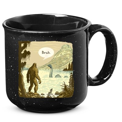 Funny Bigfoot Sasquatch Loch Ness Monster Introvert Bruh 15oz Campfire Ceramic Mug