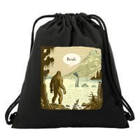 Funny Bigfoot Sasquatch Loch Ness Monster Introvert Bruh Drawstring Bag