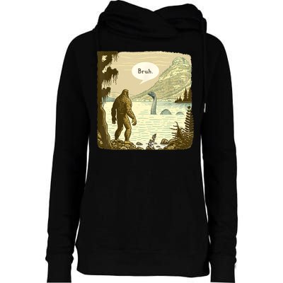 Funny Bigfoot Sasquatch Loch Ness Monster Introvert Bruh Womens Funnel Neck Pullover Hood