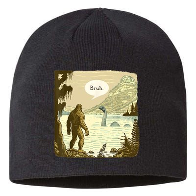 Funny Bigfoot Sasquatch Loch Ness Monster Introvert Bruh Sustainable Beanie