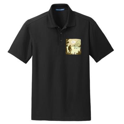 Funny Bigfoot Sasquatch Loch Ness Monster Introvert Bruh Dry Zone Grid Polo