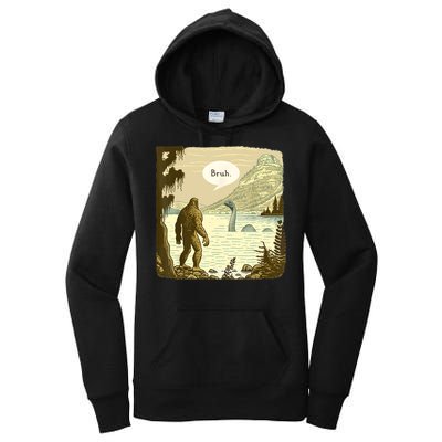 Funny Bigfoot Sasquatch Loch Ness Monster Introvert Bruh Women's Pullover Hoodie