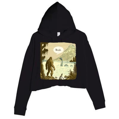 Funny Bigfoot Sasquatch Loch Ness Monster Introvert Bruh Crop Fleece Hoodie