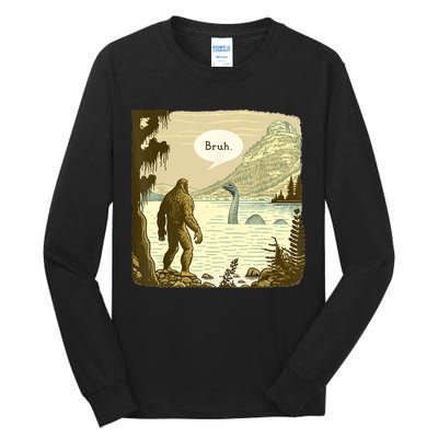 Funny Bigfoot Sasquatch Loch Ness Monster Introvert Bruh Tall Long Sleeve T-Shirt