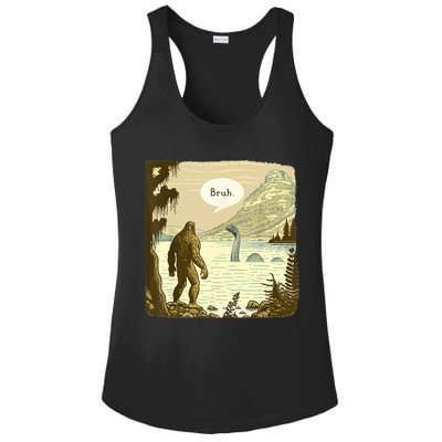 Funny Bigfoot Sasquatch Loch Ness Monster Introvert Bruh Ladies PosiCharge Competitor Racerback Tank