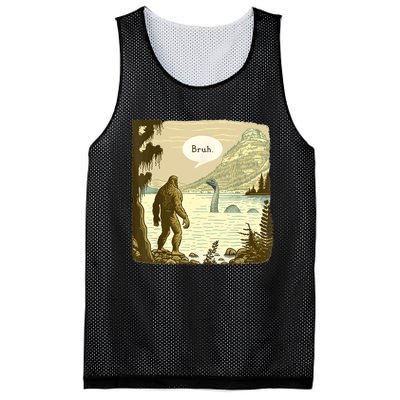 Funny Bigfoot Sasquatch Loch Ness Monster Introvert Bruh Mesh Reversible Basketball Jersey Tank