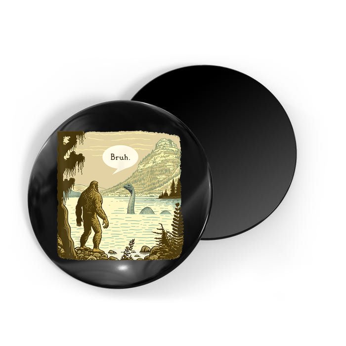 Funny Bigfoot Sasquatch Loch Ness Monster Introvert Bruh Magnet