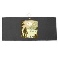 Funny Bigfoot Sasquatch Loch Ness Monster Introvert Bruh Large Microfiber Waffle Golf Towel