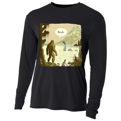Funny Bigfoot Sasquatch Loch Ness Monster Introvert Bruh Cooling Performance Long Sleeve Crew