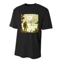 Funny Bigfoot Sasquatch Loch Ness Monster Introvert Bruh Youth Performance Sprint T-Shirt